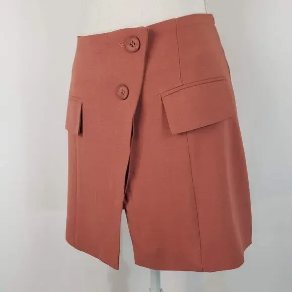 NWT WEWOREWHAT Asymmetrical Button Front Pocket Split Hem Blazer Mini Skirt XS - Picture 5 of 11